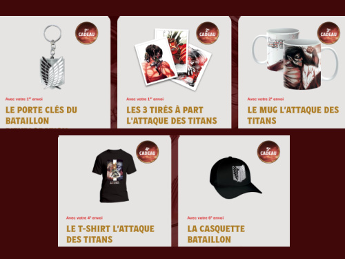 Cadeaux de la collection Attaque des Titans Hachette